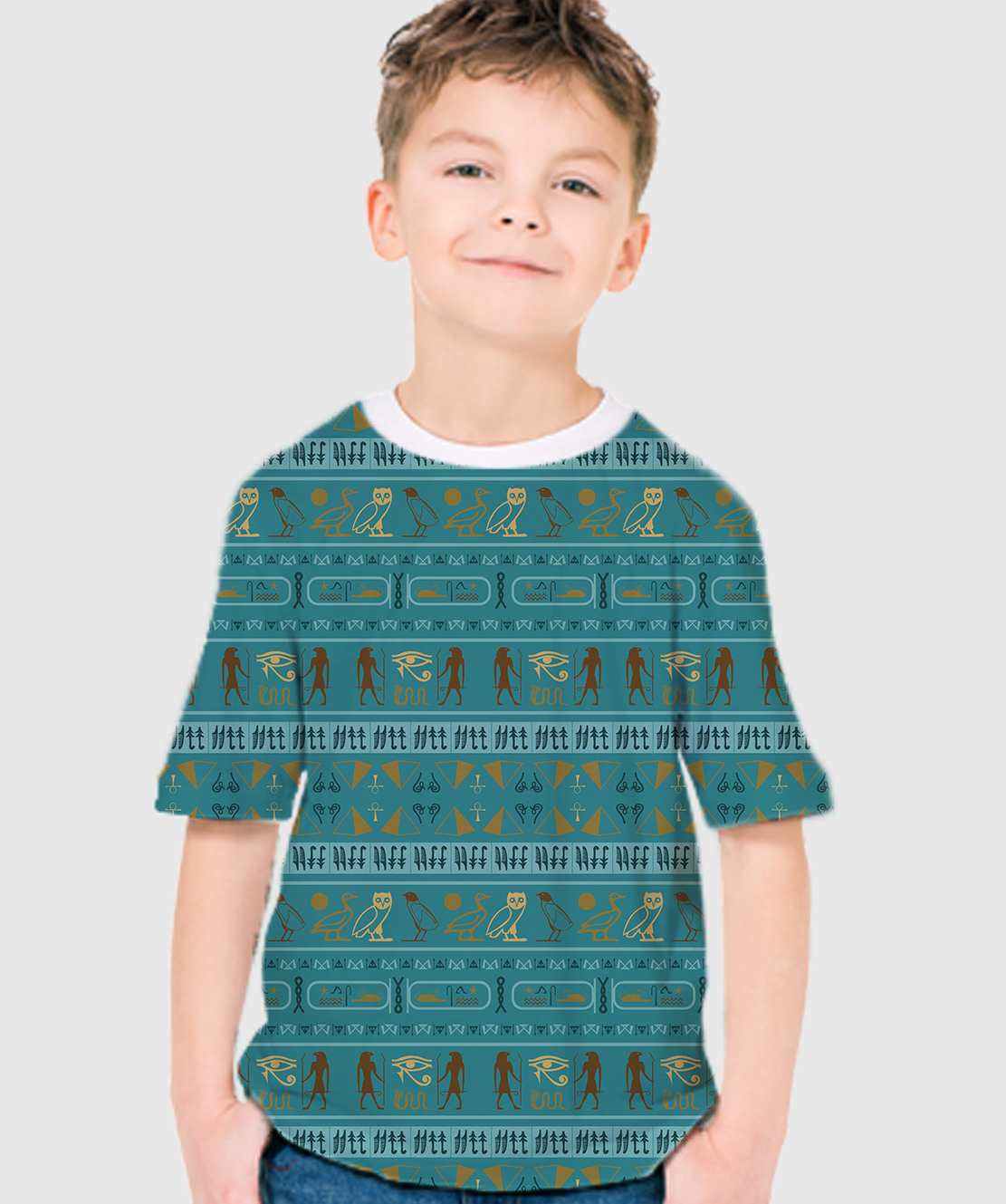 Boys Round Neck Half Sleeves Printed 3D T-Shirt