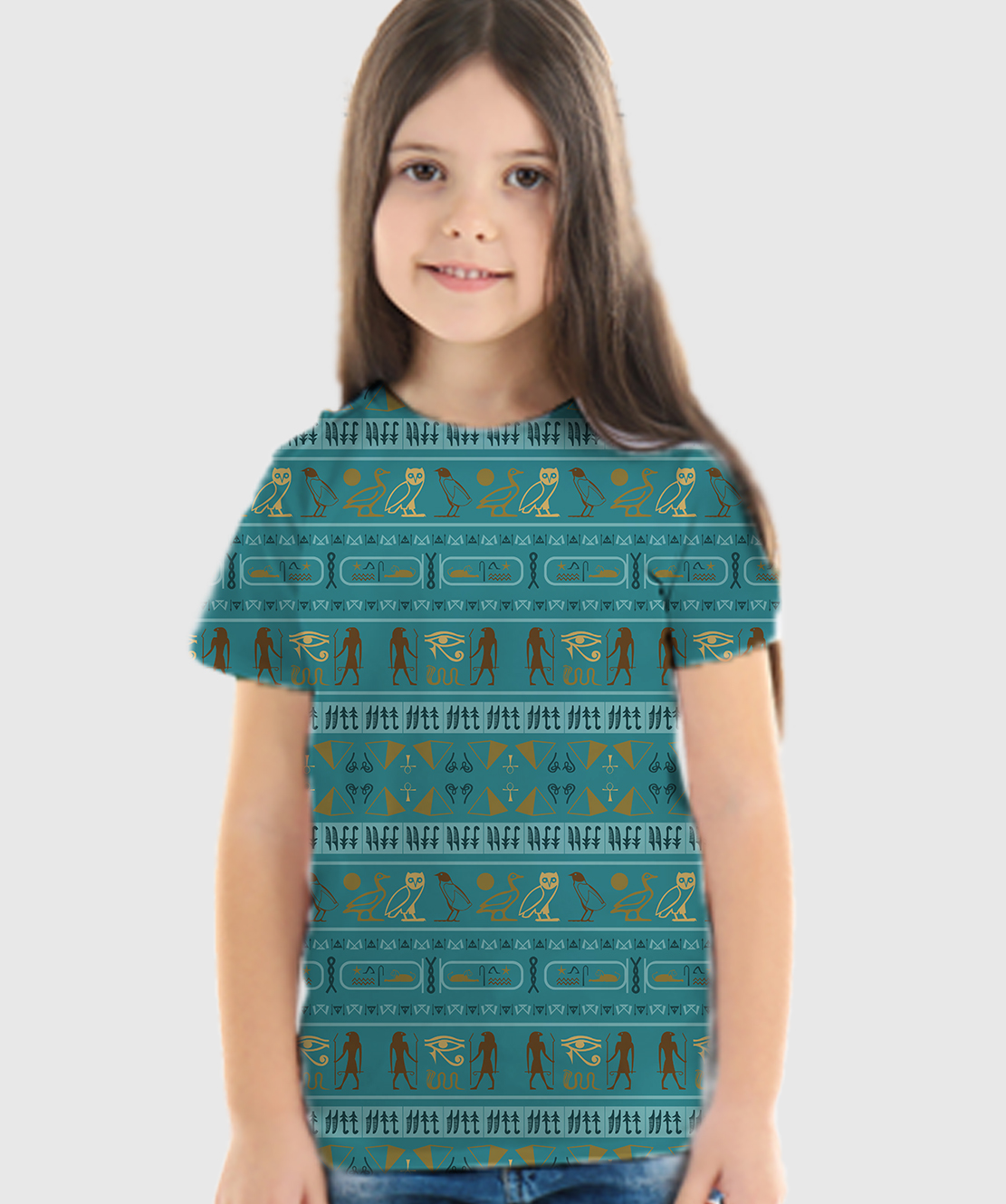 Girls Round Neck Half Sleeves Printed 3D T-Shirt