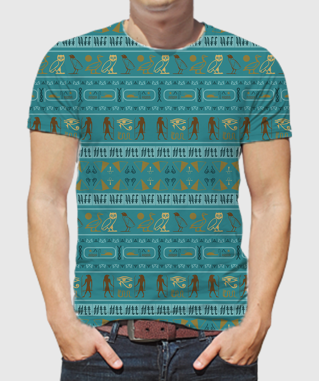 Men Round Neck Half Sleeves Printed 3D T-Shirt
