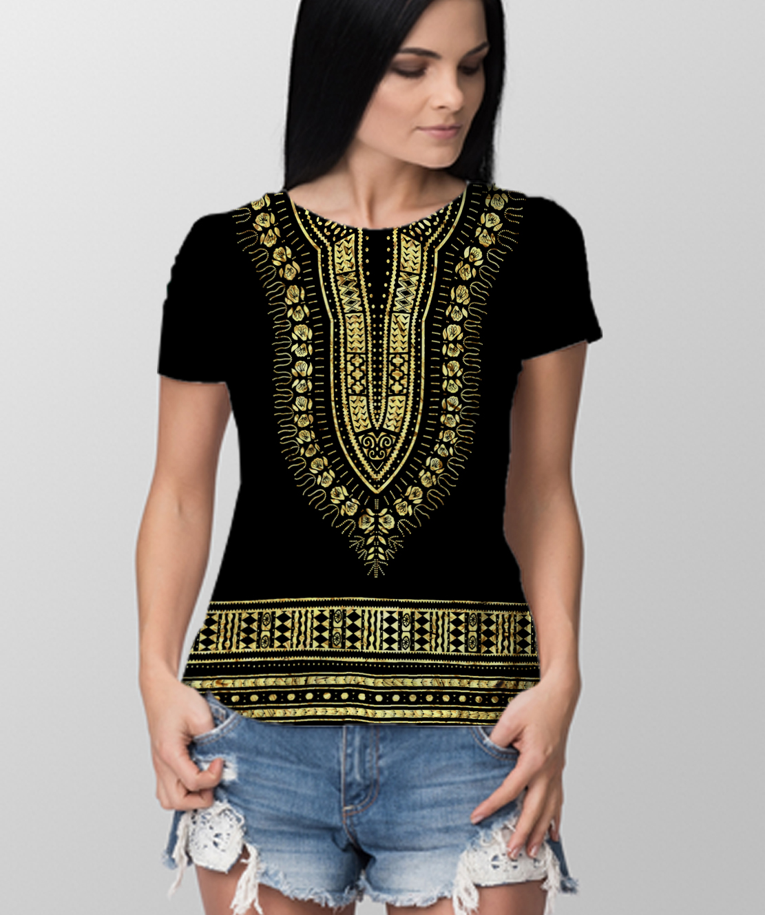 Women Round Neck Half Sleeves Printed 3D T-Shirt