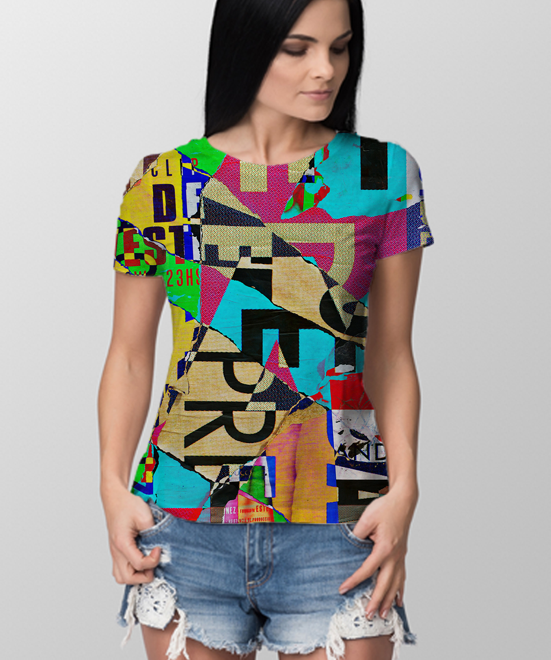 Women Round Neck Half Sleeves Printed 3D T-Shirt